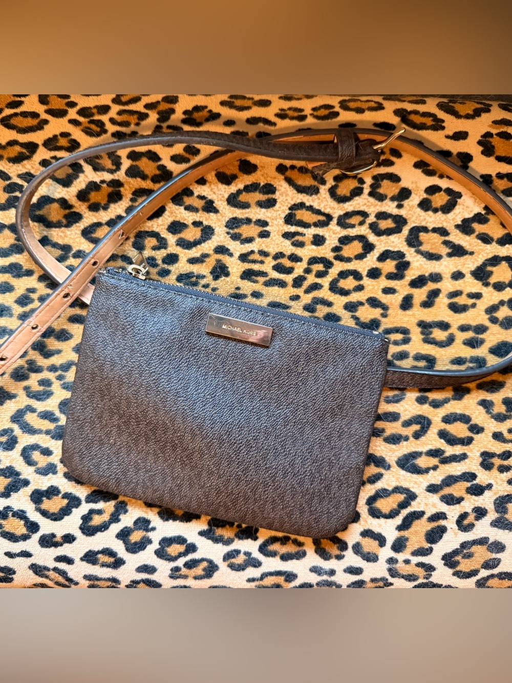 Michael Kors Brown Pebble Leather Belt Bag ✨